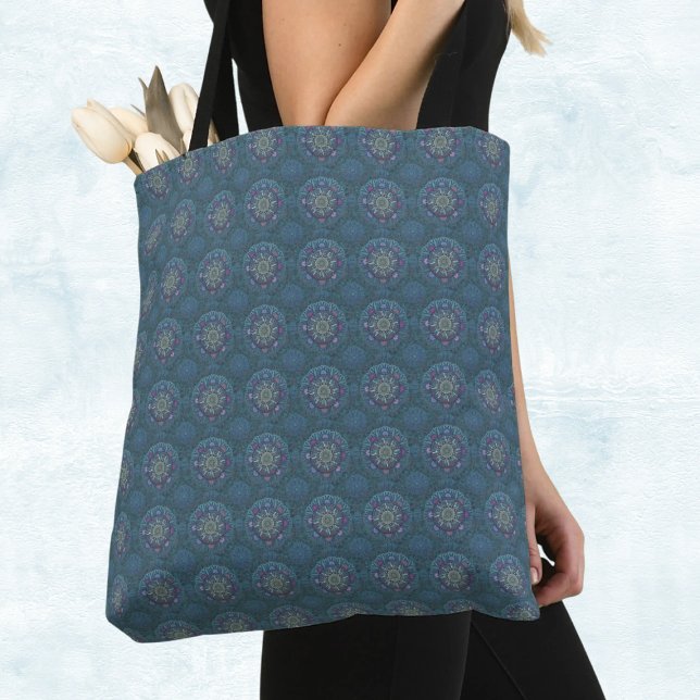 Tote Bag Le filtre Floral Air Force Blue Manipur Mandala (Créateur téléchargé)