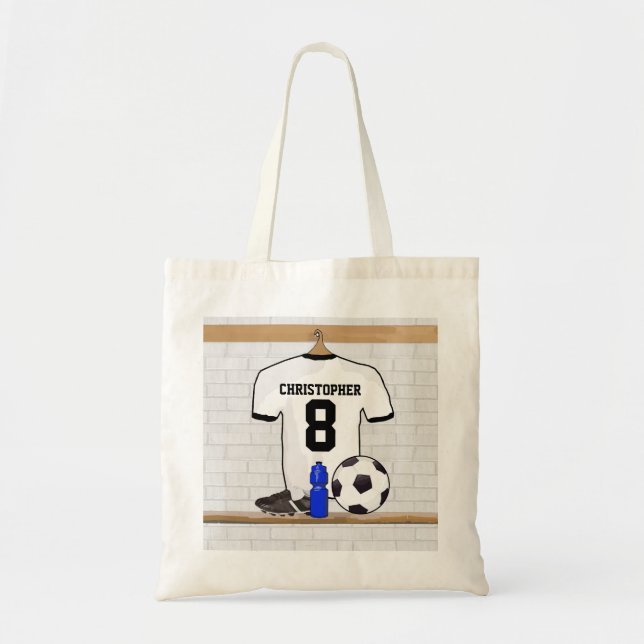 Tote Bag Le football Jersey noir blanc personnalisé du (Devant)