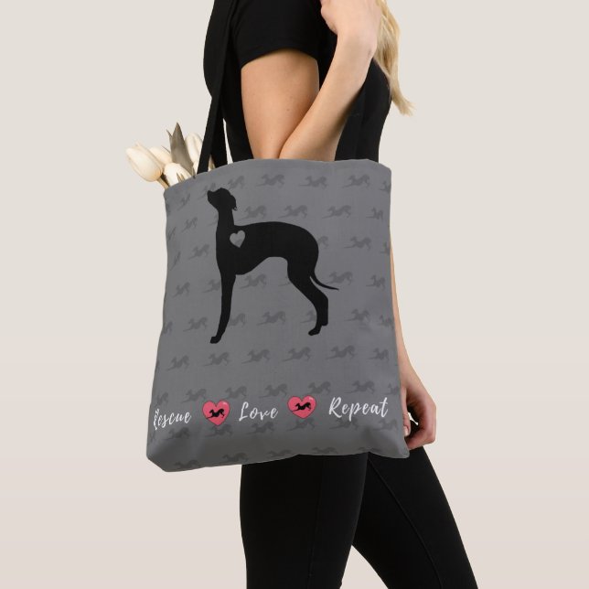Tote Bag Le Greyhound italien Secourt Bag, Iggy. (De près)