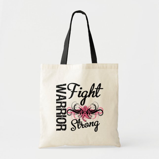 Tote Bag Le guerrier combat le cancer du sein fort (Devant)