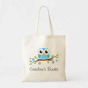 Tote Bag Le hibou bleu mignon sur la branche a personnalis