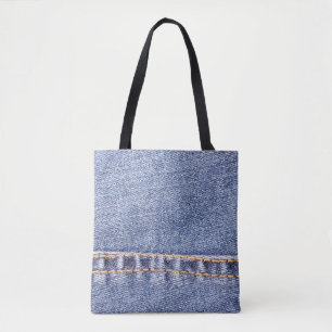 Tote Bag Le jean bleu coudre la texture du closeup.
