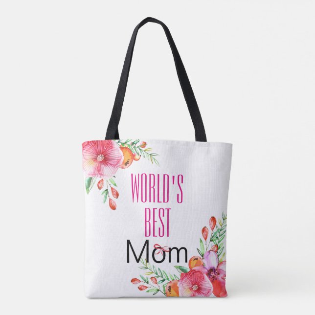 Tote Bag Le jour de mère floral de la meilleure aquarelle (Dos)