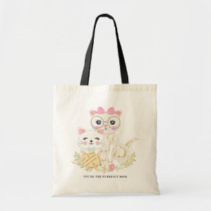 Tote Bag Le jour de mère floral mignon de chats de mère e