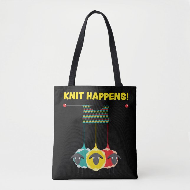 Tote Bag Le Knit se produisent !  Emballage drôle de projet (Devant)
