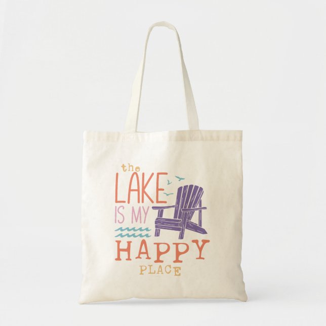 Tote Bag Le Lac Est Mon Endroit Heureux (Devant)