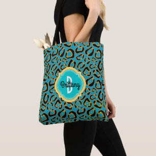 Tote Bag Le léopard repère le nom de monogramme