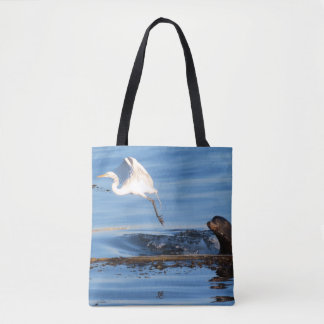Tote Bag Le lion de mer et l'aigrette blanche