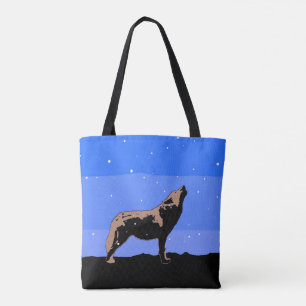 Tote Bag Le loup hurlant en hiver - Art original de la faun