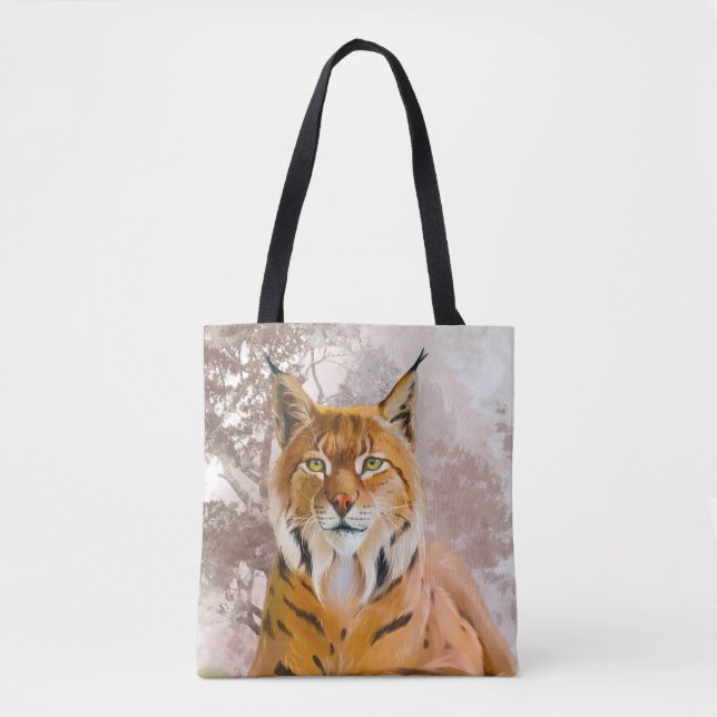 Tote Bag Le lynx eurasien se trouve sur un rocher (Devant)