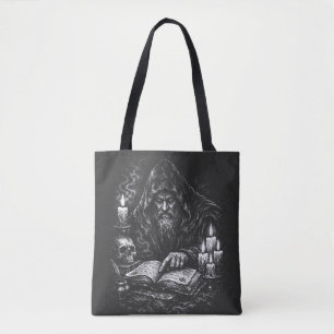 Tote Bag Le Magicien Étudiant le Grimoire — par BurnsInHell