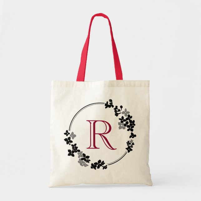 Tote Bag Le monogramme fleurit le cadre (Devant)