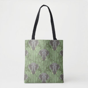 Tote Bag Le Motif blanc des éléphants majestueux Lotus