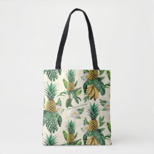 Tote Bag Le Motif blanc Lotus Pineapple Paradise