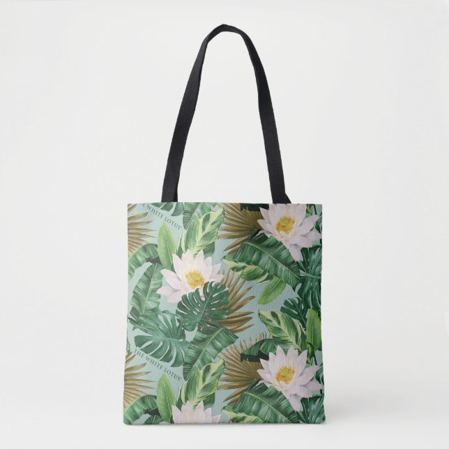 Tote Bag Le Motif blanc Lotus Tropical Canopy (Devant)