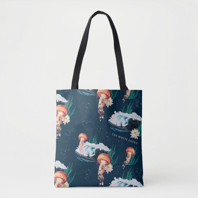 Tote Bag Le Motif de la méduse blanche Lotus Ocean (Devant)