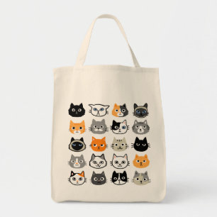 Tote Bag Le Motif des visages de chat Cool Kitty Cat Lover