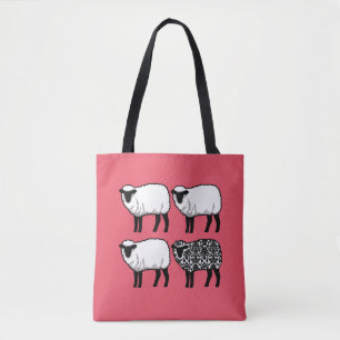 Tote Bag Le mouton noir Damas en rose