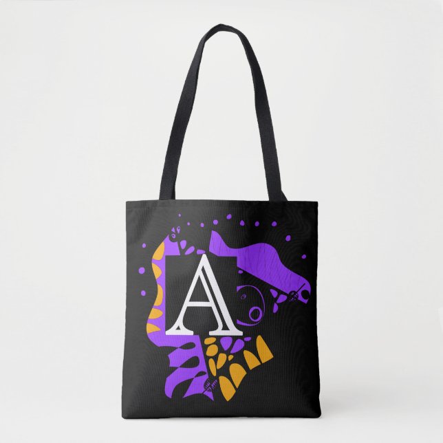 Tote Bag Le nid d’oiseaux - Lettre initiale personnalisée A (Devant)