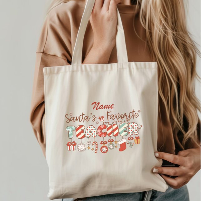 Tote Bag Le Noël de l'enseignant préféré du Père Noël (Créateur téléchargé)