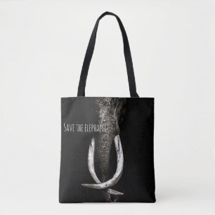 Tote Bag Le noir et le blanc sauvent l'éléphant