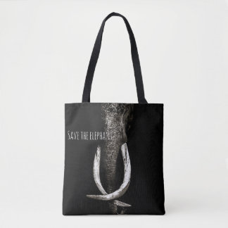 Tote Bag Le noir et le blanc sauvent l'éléphant