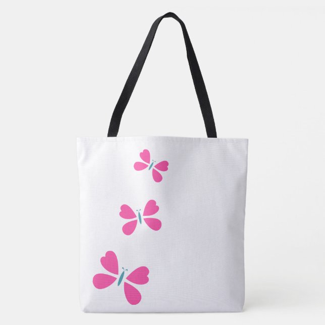 Tote Bag Le papillon rose vole (Devant)