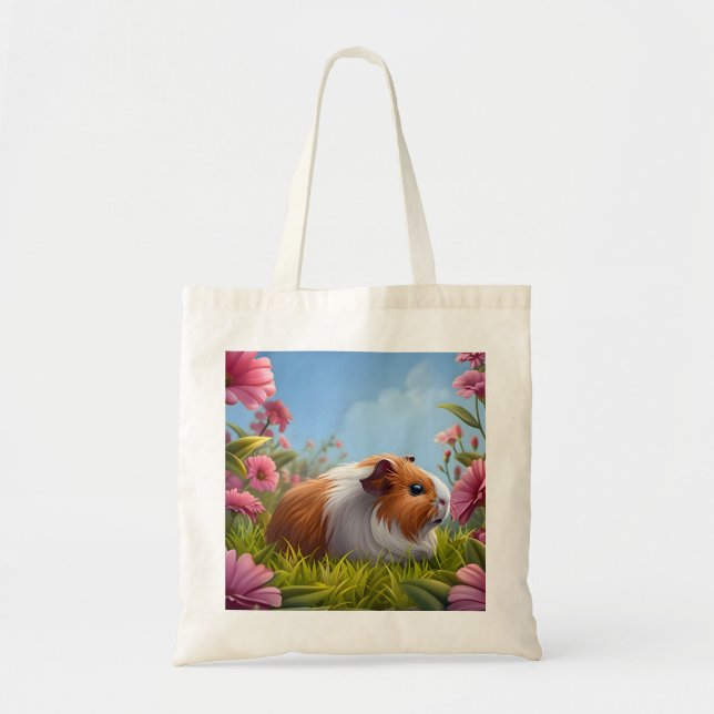 Tote Bag Le paradis des fleurs roses du cochon de Guinée (Devant)