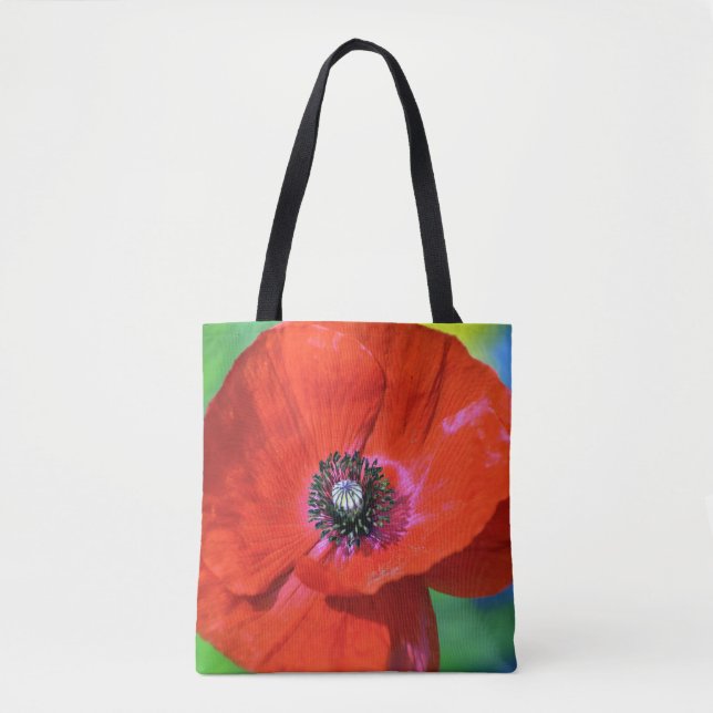 Tote Bag Le pavot rouge sous la lumière du soleil (Devant)