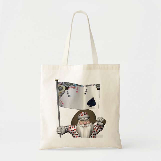 Tote Bag Le Père Noël Aime Jouer Au Poker (Devant)