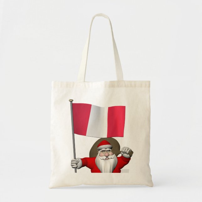 Tote Bag Le Père Noël Avec L'Ensigne Du Pérou (Devant)