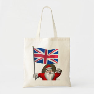 Tote Bag Le père noël joyeux avec le drapeau du R-U