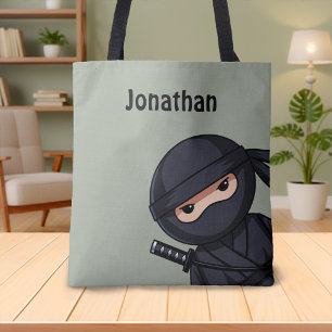 Tote Bag Le petit guerrier de Ninja sur Sage Green