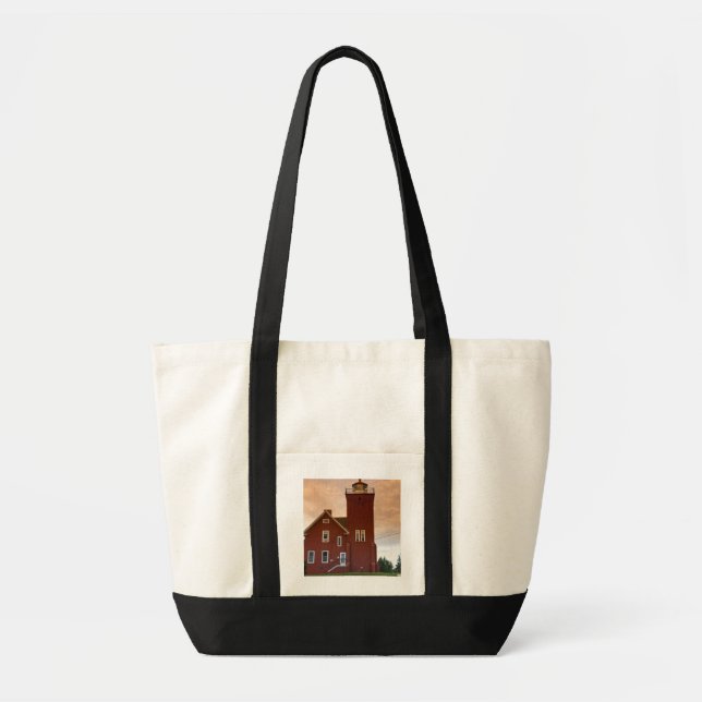 Tote Bag Le phare de Two Harbors surplombant la baie d'Agat (Devant)