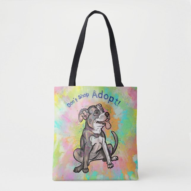 Tote Bag Le pitbull mignon "adoptent ! , ne faites pas des (Devant)