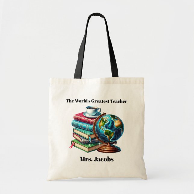 Tote Bag Le plus grand Enseignant du monde nom d'ajout (Devant)