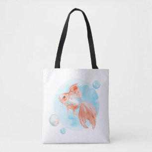 Tote Bag Le poisson rouge. Aquarelle
