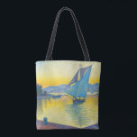 Tote Bag Le port au coucher du soleil, Signac<br><div class="desc">Paul Victor Jules Signac (11 novembre 1863 - 15 août 1935) est un peintre néo-impressionniste français qui,  en collaboration avec Georges Seurat,  contribue à développer le style politliste. Citation : Wikipedia</div>