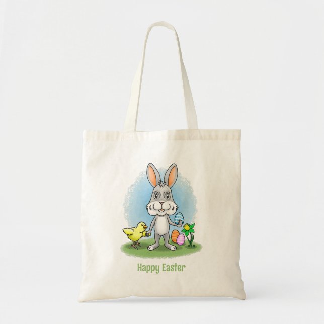Tote Bag Le poulet et le lapin de Pâques (Devant)