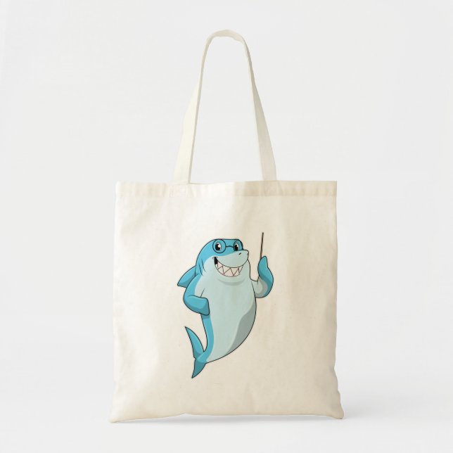 Tote Bag Le requin comme enseignant avec pointeur (Devant)
