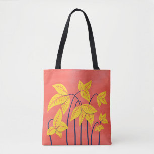 Tote Bag Le résumé fleurit le nom floral jaune de corail