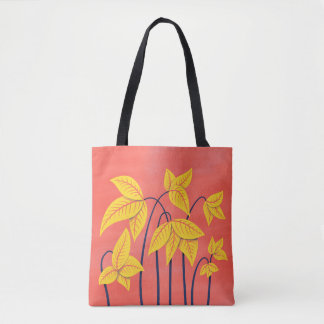 Tote Bag Le résumé fleurit le nom floral jaune de corail