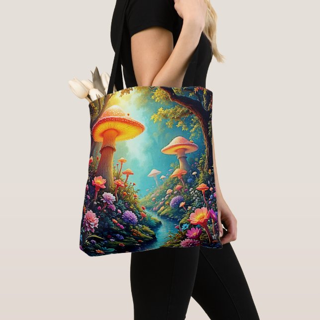 Tote Bag Le rêve enchanté de la forêt de champignons (De près)