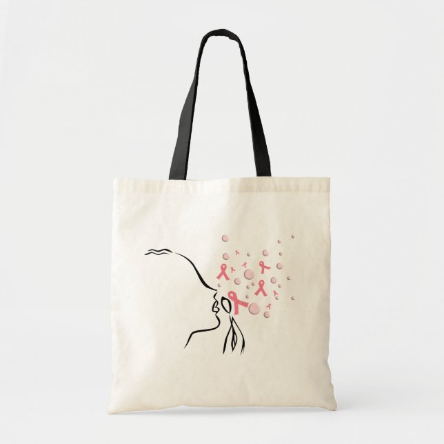 Tote Bag Le ruban rose m'a placé libre (Devant)