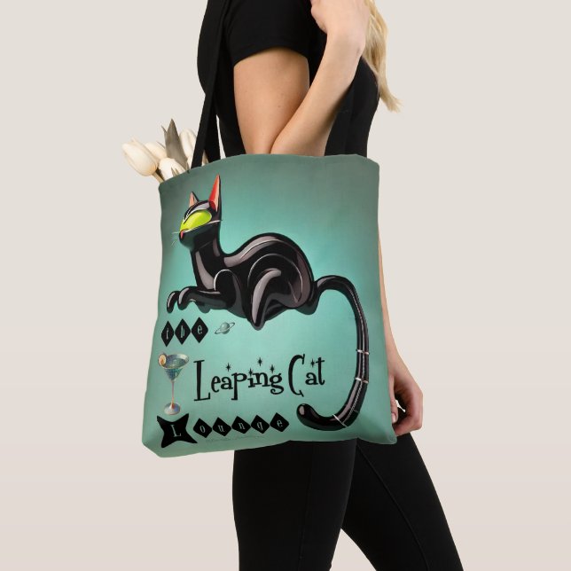 Tote Bag Le salon du chat sauteur futuriste atomique (De près)