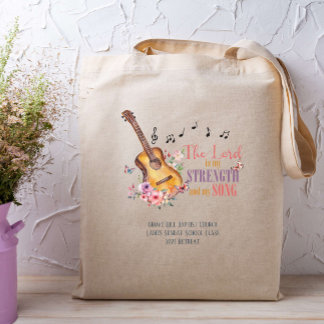 Tote Bag Le Seigneur est Ma Force et Ma Chanson Guitare Bib