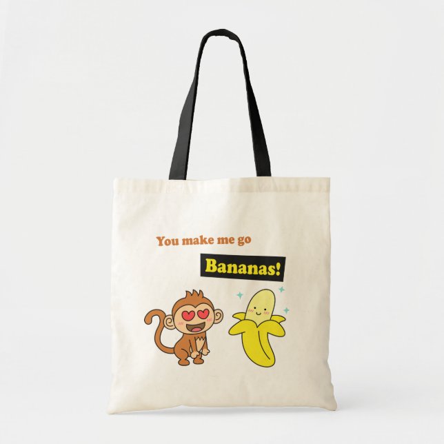 Tote Bag Le singe devient fou pour les bananes, humour d'am (Devant)