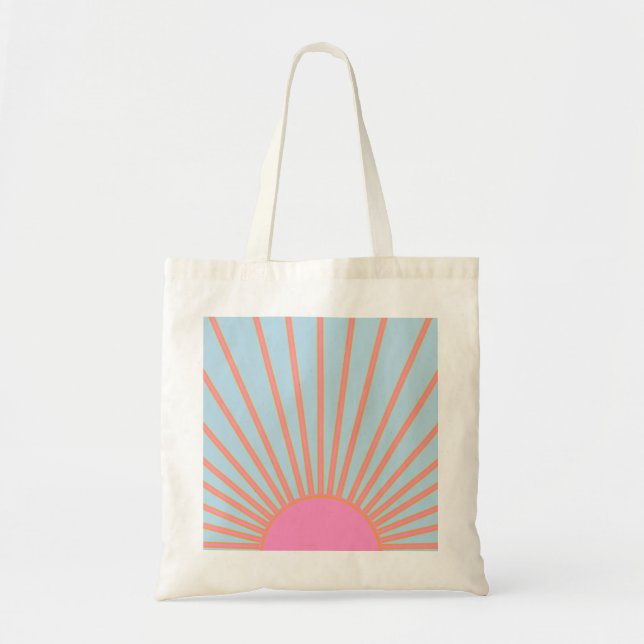 Tote Bag Le Soleil 02 Retro Soleil Rose Et Bleu Soleil (Devant)