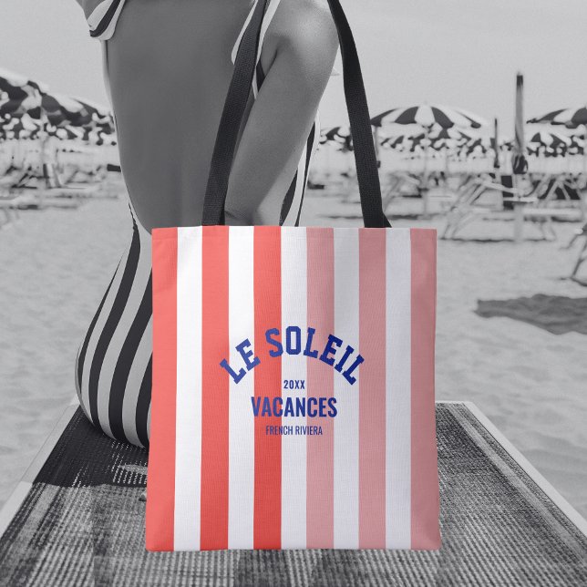 Tote Bag Le Soleil Vacances Côte d'Azur Cabana Stripe (Créateur téléchargé)