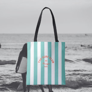 Tote Bag Le Surf Club Crest Turquoise Cabana Stripe